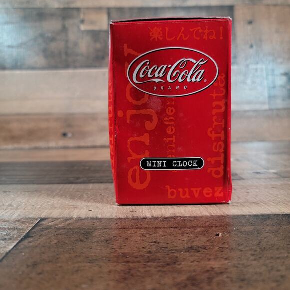 Vintage Coca-Cola Mini Clock 2 Polar Bears on Sled - Picture 2 of 4